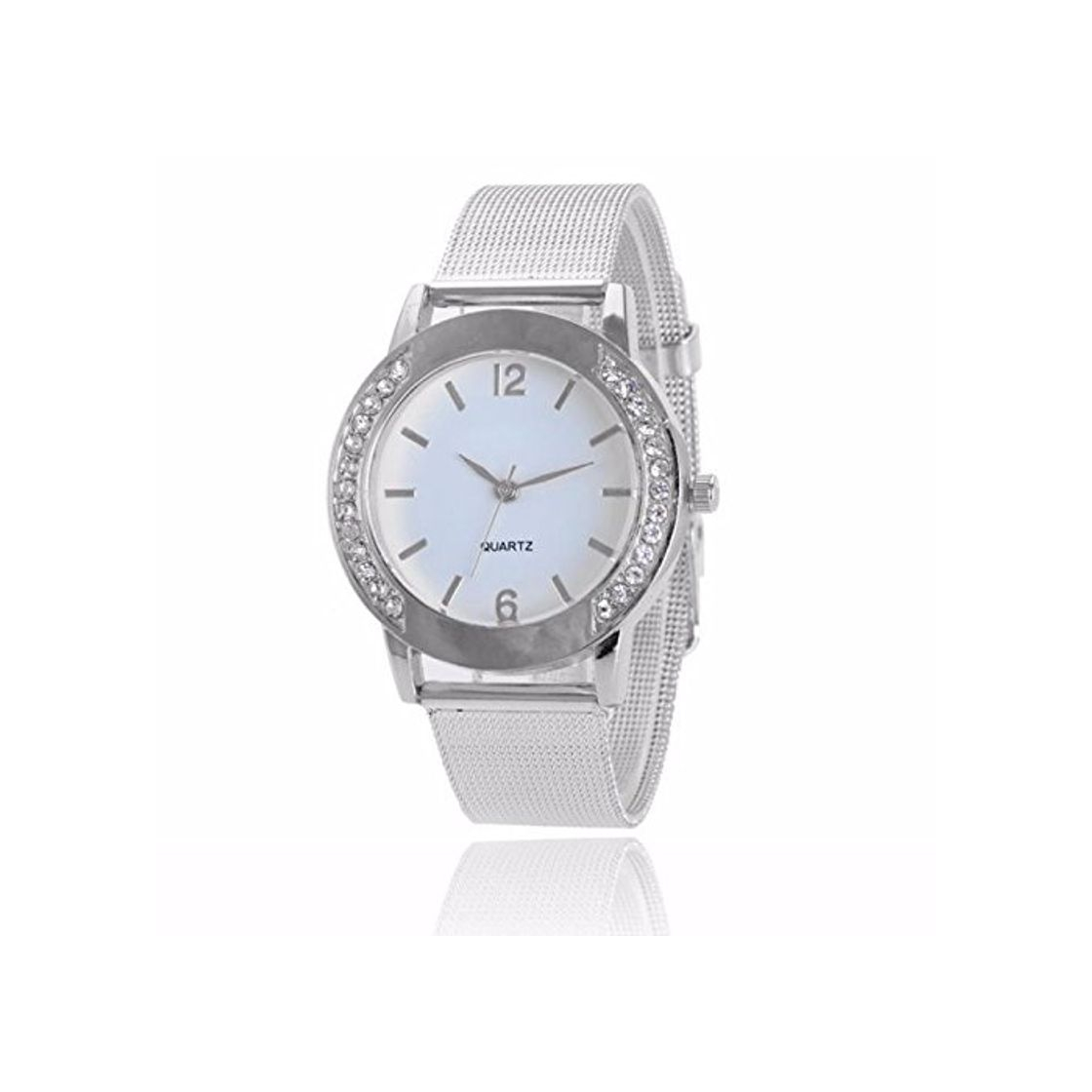 Yesmile Reloje❤️Reloj de Pulsera de Cuarzo Analógico de Acero Inoxidable Plateado Plata