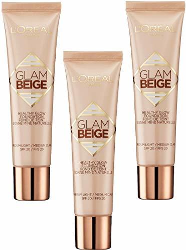 Beauty L 'Oreal Glam Glow Beige salud Fundación 30 medio ligero -  - Juego de 3