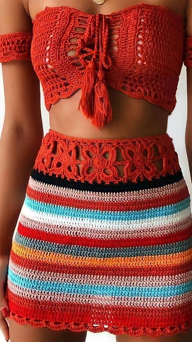 Moda Conjunto de crochê