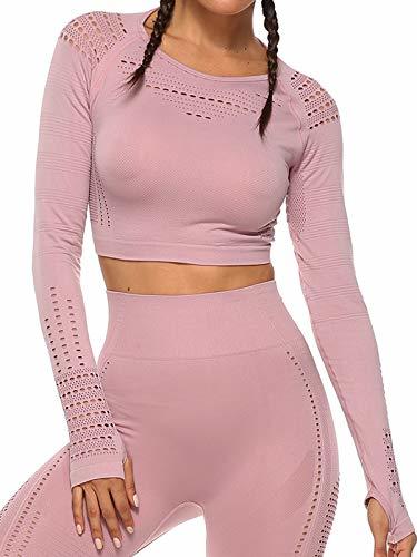 Social Tops Yoga Camiseta Deportiva Sin Costura Mangas Larga Fitness Mujer Gimnasio #1
