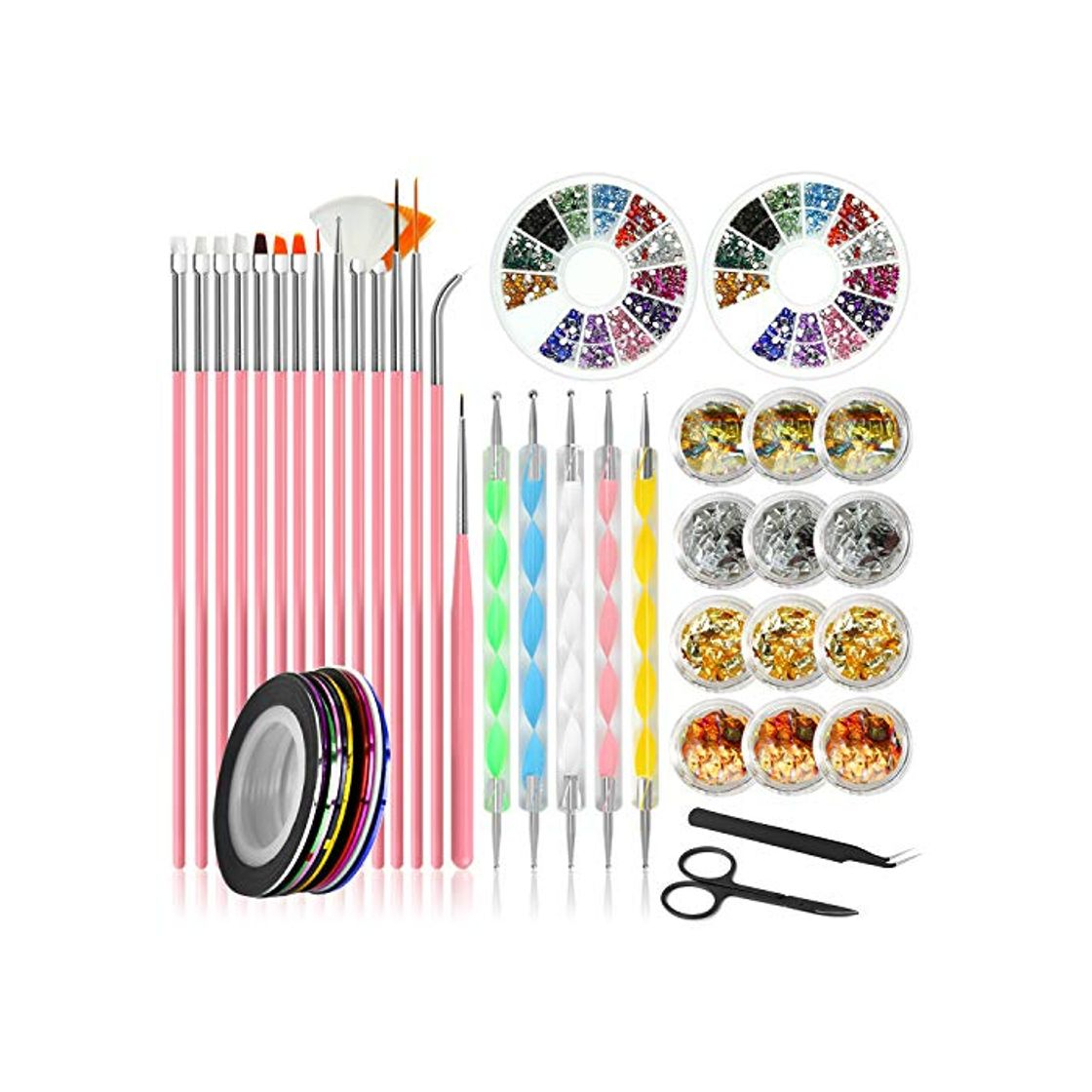 Social Nail Art Tools - Juego de 17 pinceles de pintura para uñas
