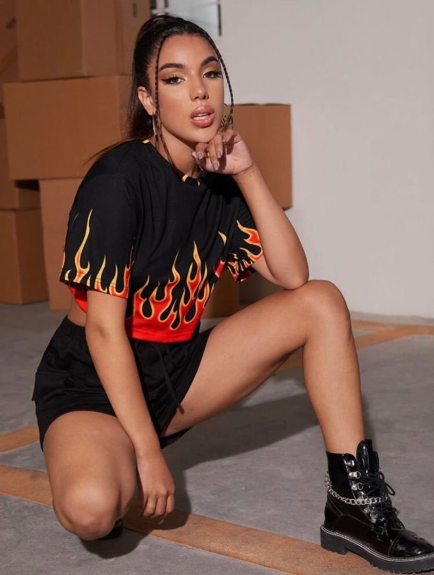 Fashion Cropped preto fire 🔥 