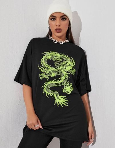 Camiseta preta Dragão Chinês 