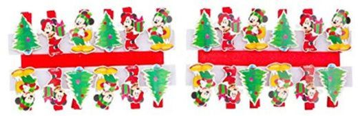 TOYLAND Pack de 24 Clavijas navideñas de Mickey y Minnie Mouse