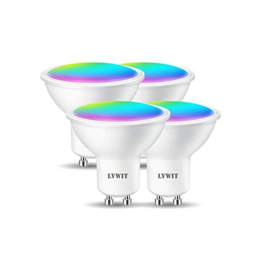 LVWIT Bombillas LED GU10 Inteligente WiFi Regulable 5W 350 Lm, Lámpara Multicolor