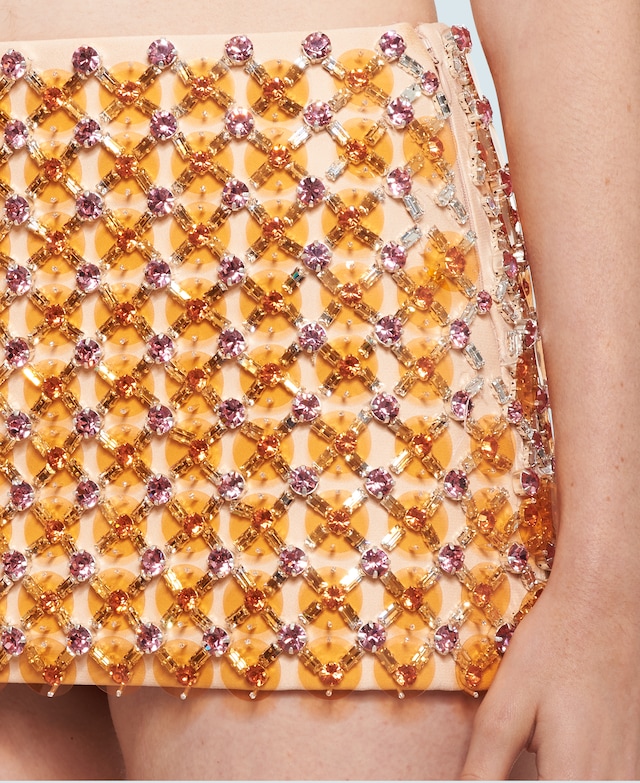 Embroidered cady skirt