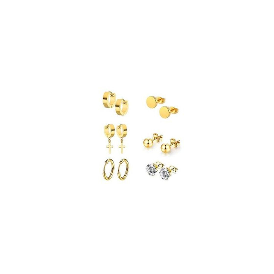 Social 6 Pares Acero Inoxidable Pendientes Aros Hombre Mujer Niña