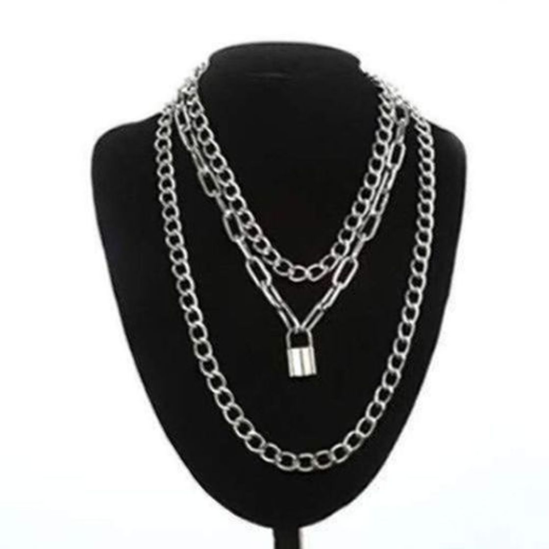 Social WDam Collar de Cadena de Bloqueo con Colgantes de candado