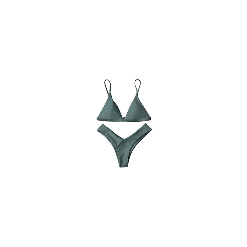 Social ZAFUL Mujer Sólido Tanga Corte Alto Bikini Conjuntos