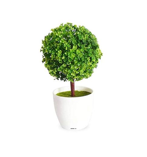 artif-déco – Mini planta arbusto verde Deco H 25 cm en maceta plástico color blanco