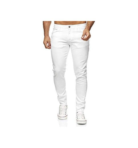 Vaqueros Hombres Pantalones Denim Colored Slim Fit Blanco W38 L34