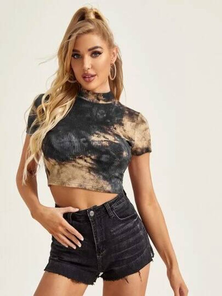 Fashion Camiseta top cropped tie dye