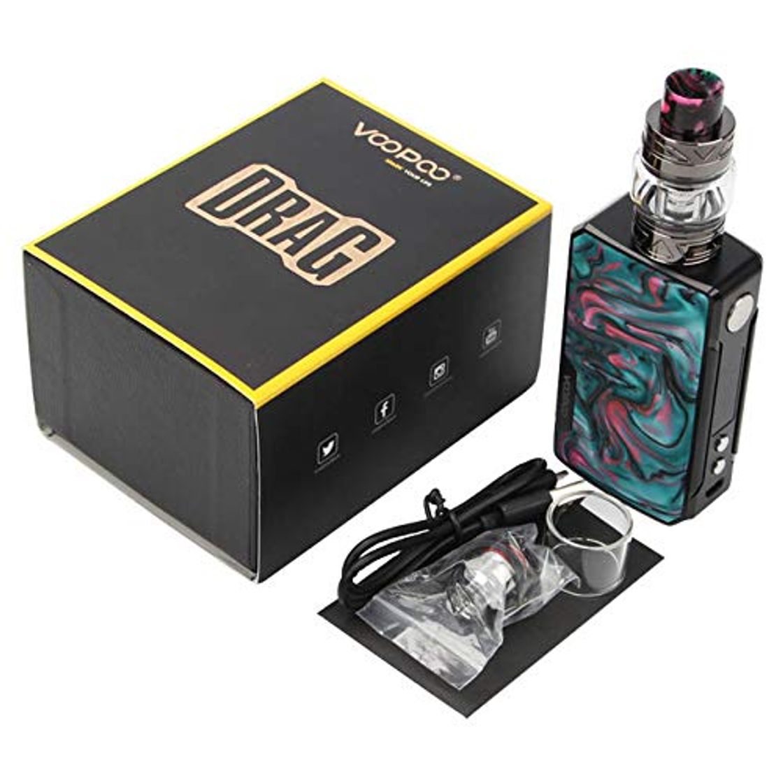 Producto Voopoo Drag 2 TC Kit 177W Drag 2 Box MOD Vape con 5ML Uforce T2 SubOhm Tank U2 N3 Coil Electronic Cigarette Vaporizer