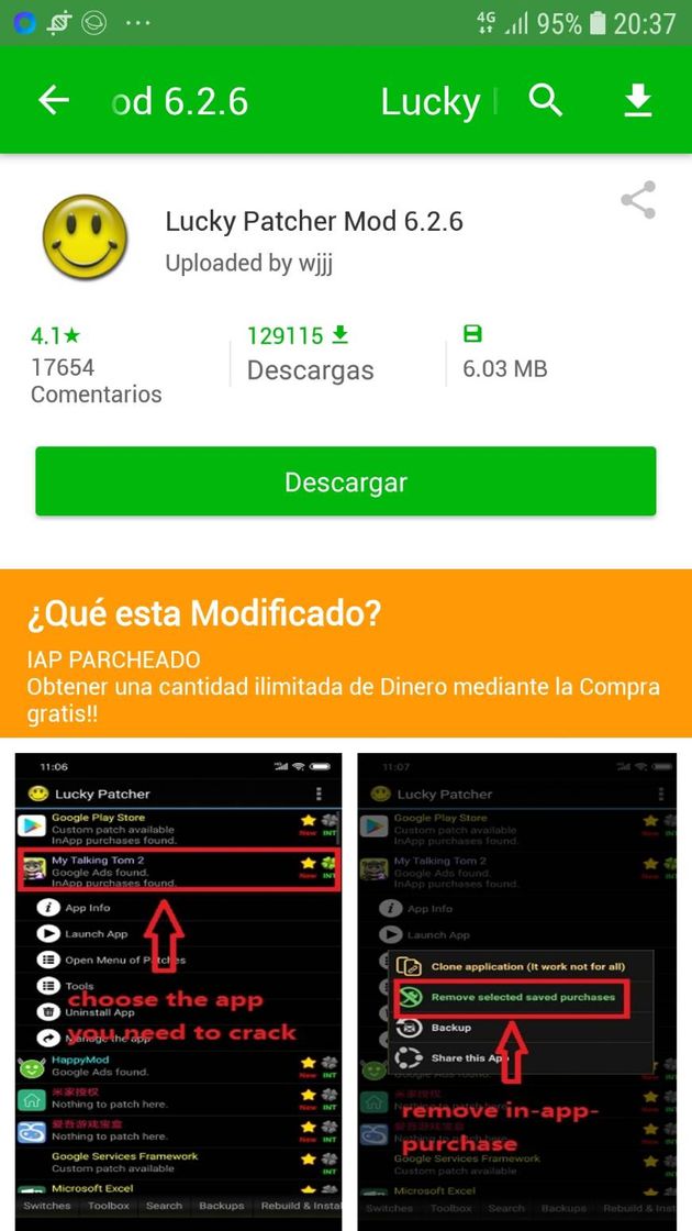 App Elimina anuncios  de cualquier app con lucky partcher