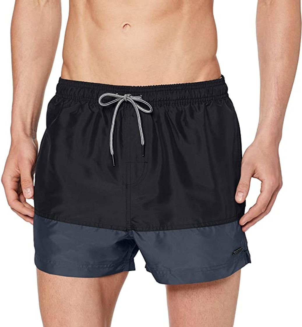 Fashion Marca Amazon - MERAKI Shorts de Natación Hombre, Gris