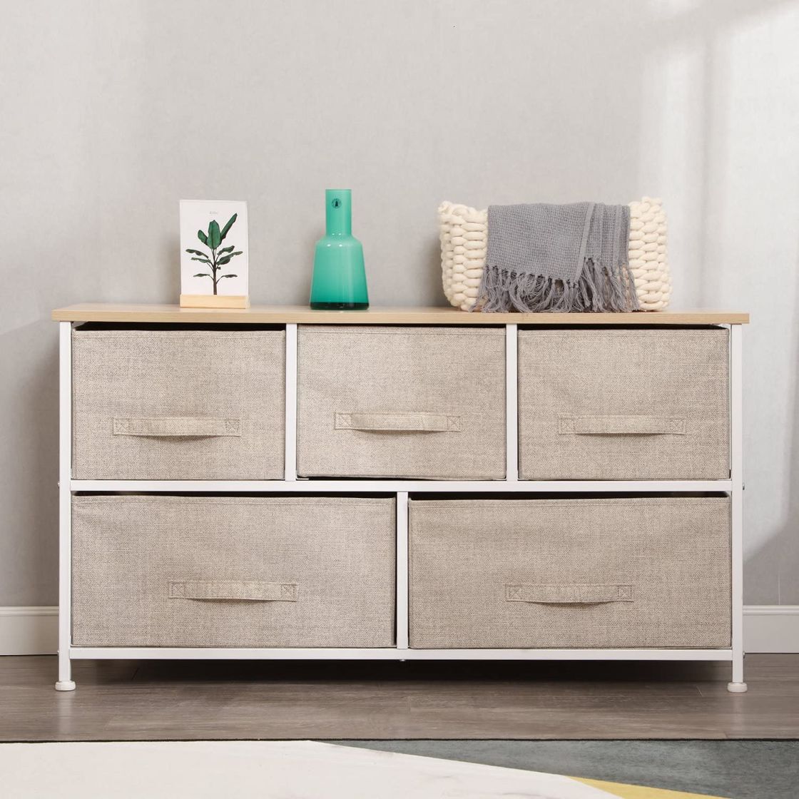 Social DlandHome Armario de almacenaje Cómoda Organizador con 5 cajones/Cajas de Almacenamiento de