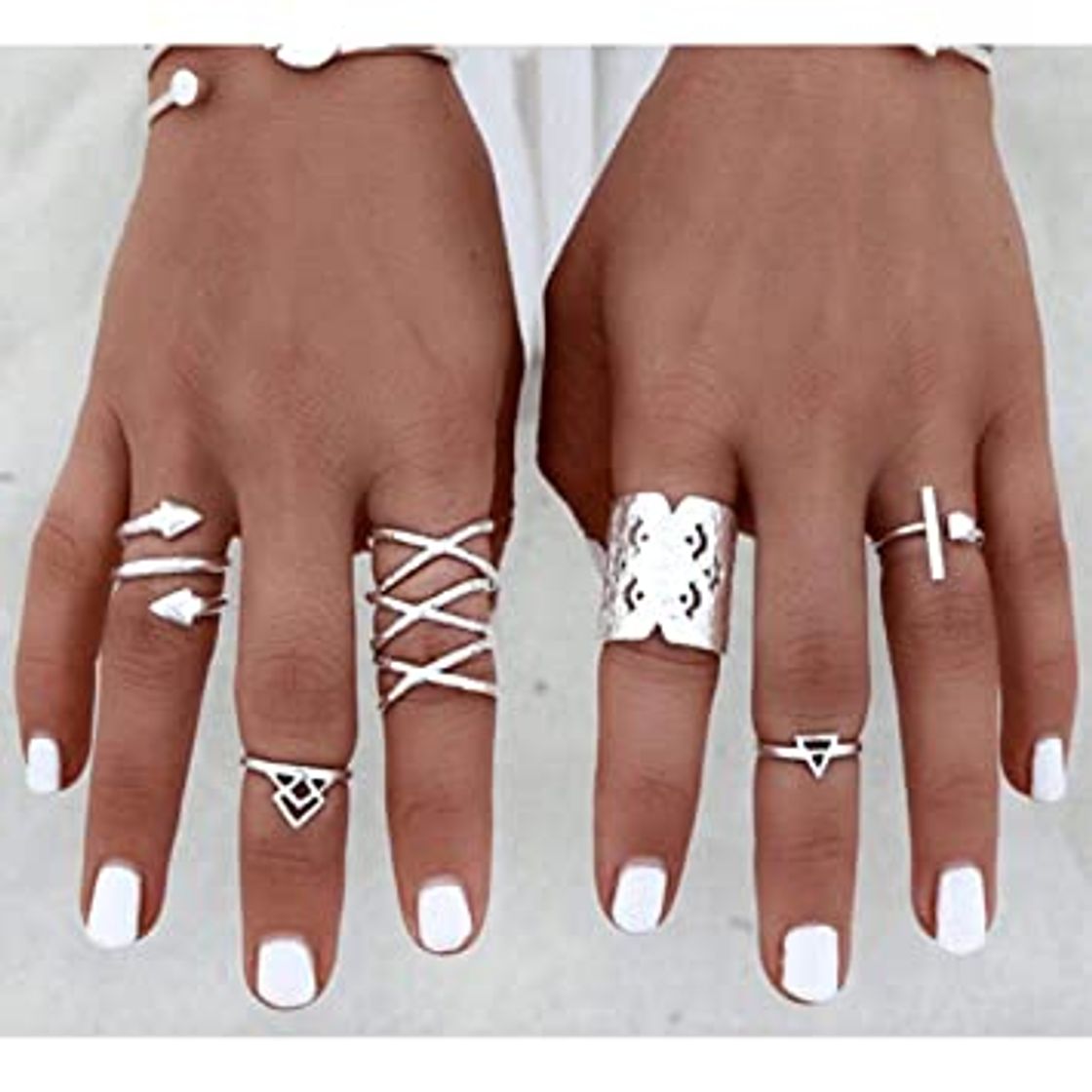 Social Simsly - Juego de anillos de nudillos de estrella y luna vintage