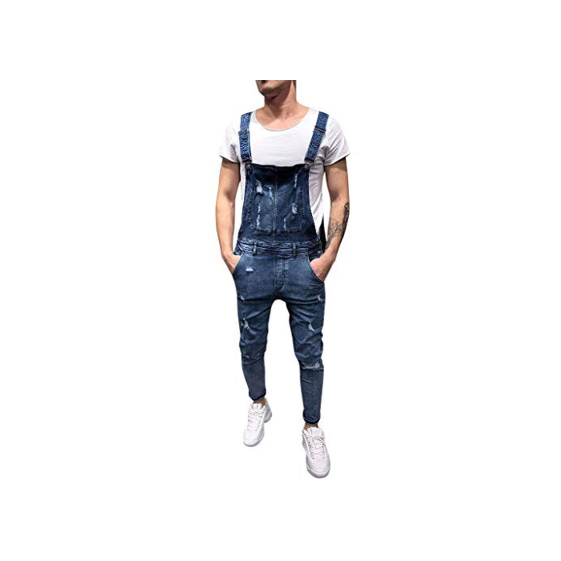 Social Peto Corte Ajuste Holgado Pantalón Chandal Hombre Mono Vaquero Mezclilla Jumpsuit Casual