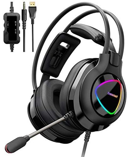 Tronsmart Alpha-glary Auriculares Gaming PS4 50mm Estéreo Envolventes con Micrófono Plegable-Ajustables Espuma-RGB