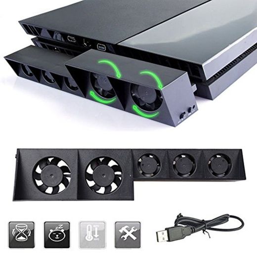 KONKY Ventilador PS4, Cooler PS4 Turbo Ventilador Externo USB con Sensor de