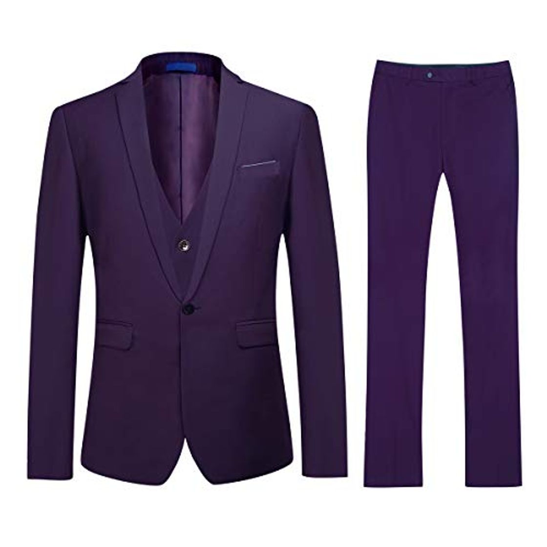 Social Traje para Hombre 3 Piezas Slim Fit Elegantes Vestir Trajes 1 Botón Blazer Chalecos y Pantalones
