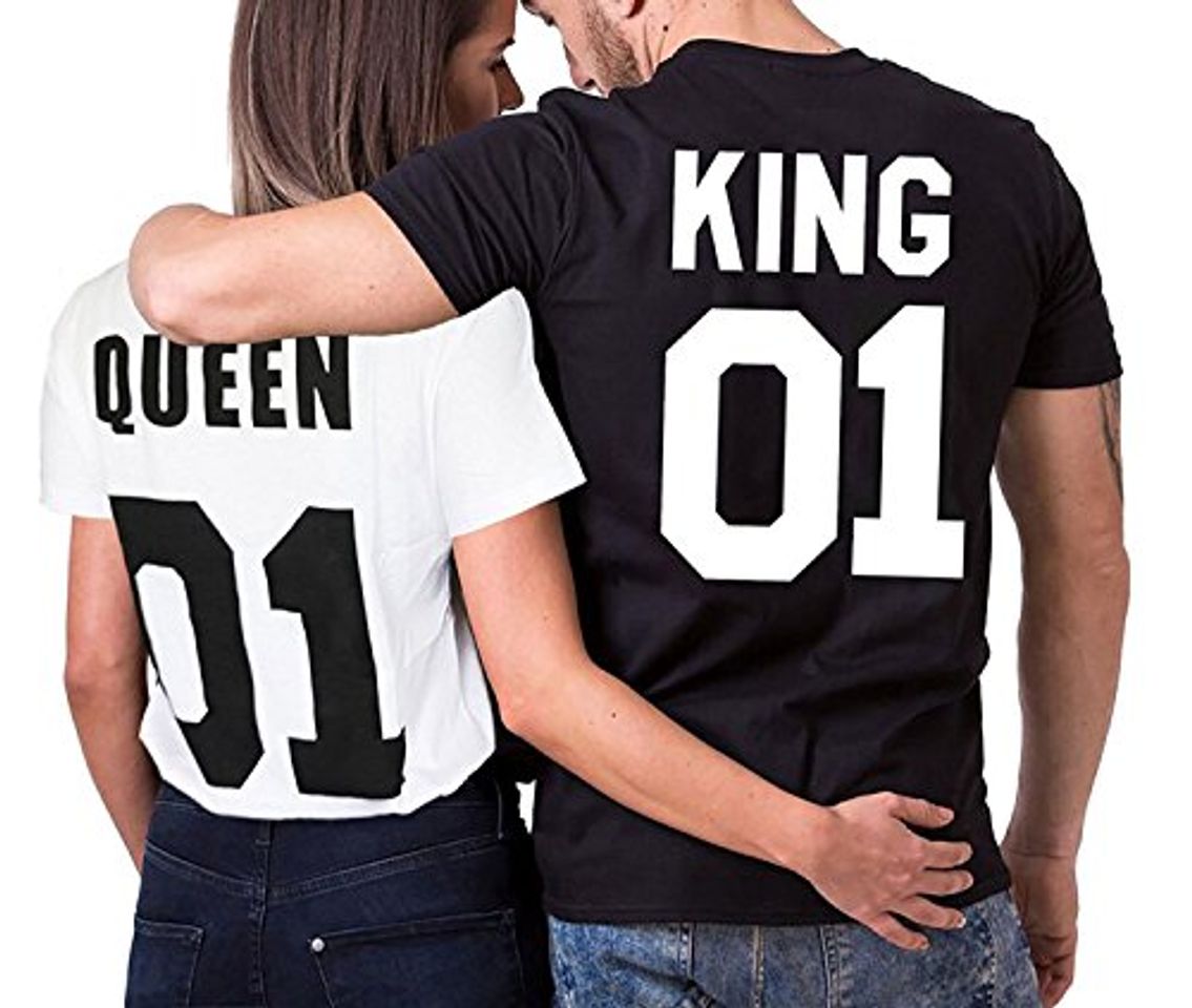 Fashion King Queen T-Shirt Impresión 01 2 Piezas de Manga Corta Rey Reina