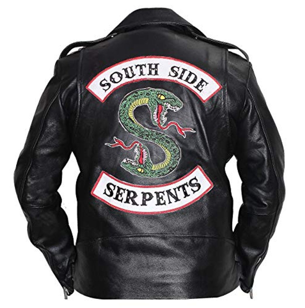 Moda SAMA Brands Mens Riverdale Southside Serpents Black Leather Biker Jacket - Riverdale