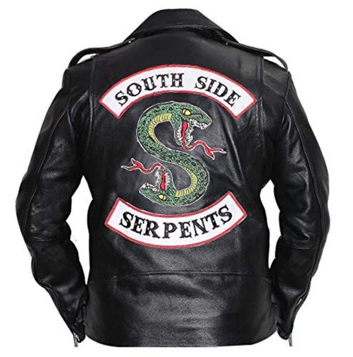SAMA Brands Mens Riverdale Southside Serpents Black Leather Biker Jacket - Riverdale