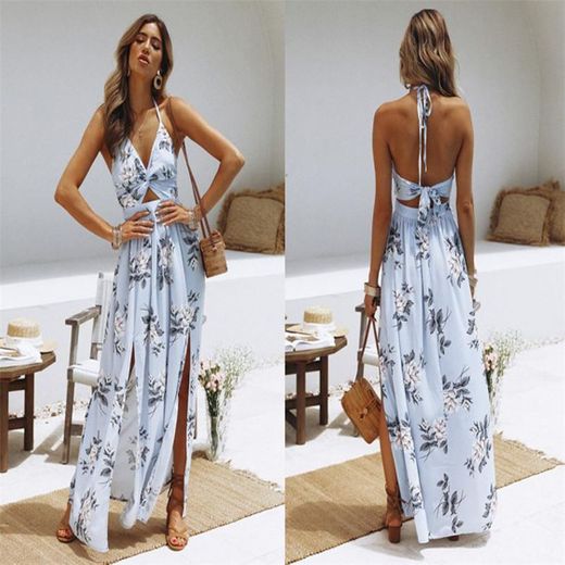 Vestidos Mujer Casual Playa Largos Boho Floral Maxi Vestido Bohemio Tirantes Playa