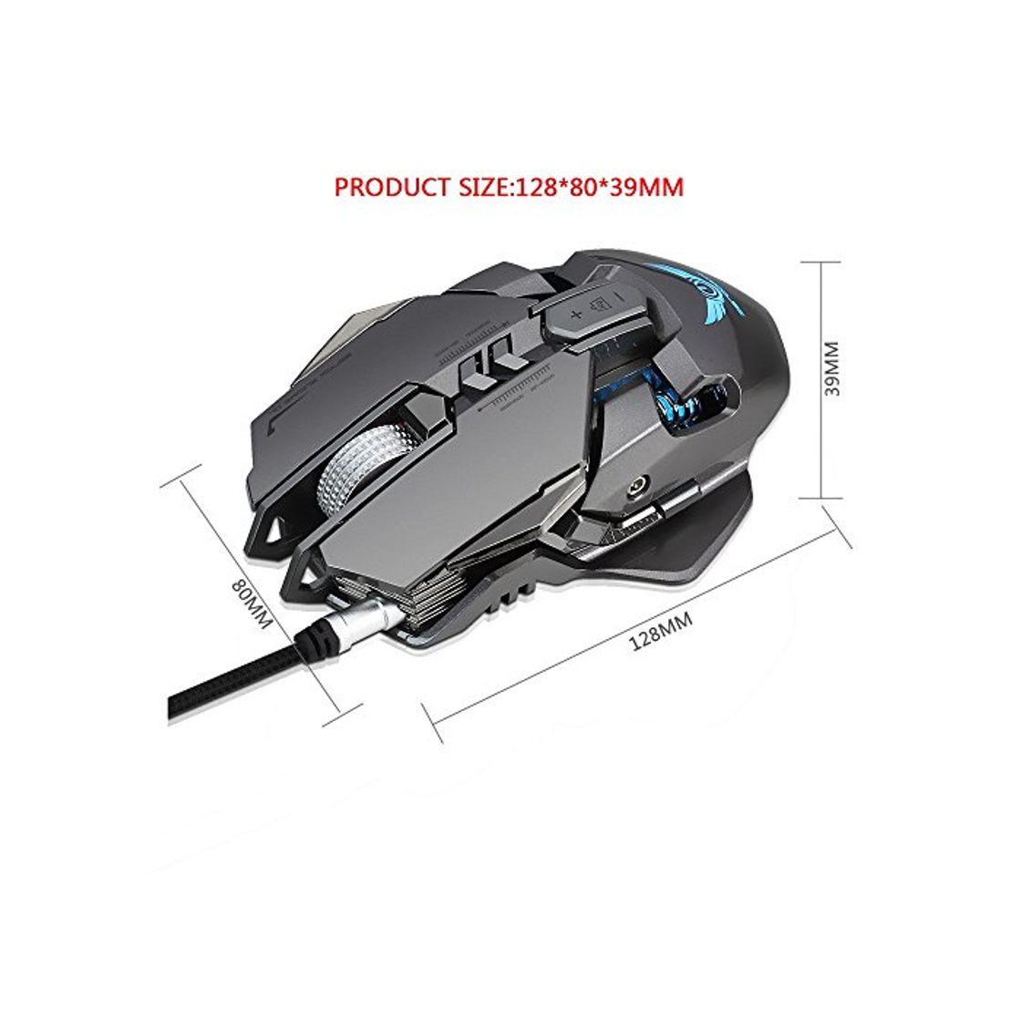 Producto OHQ RatóN ZERODATE X300GY USB con Cable 4000dpi 7Buttons Optical Gaming Mouse RetroiluminacióN LED RatóN para Juegos Clic Silencioso por Cable