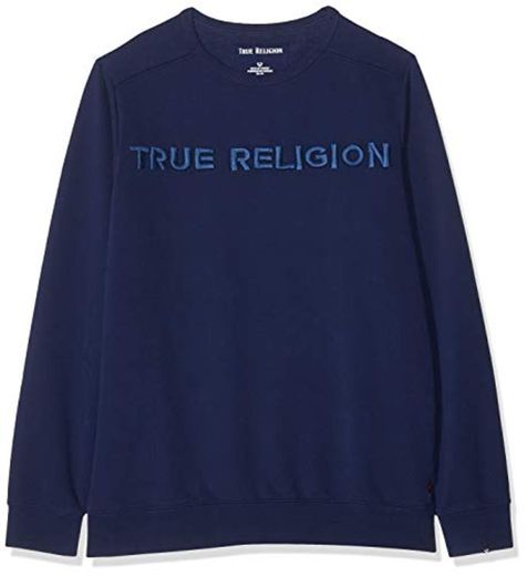 True Religion Crew Sweat TR Solid Navy Sudadera, Azul, Medium
