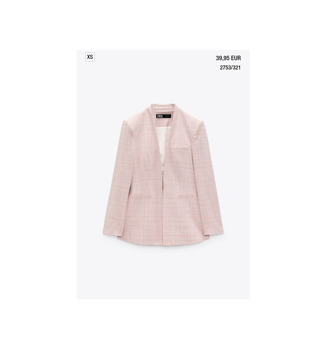 Fashion BLAZER ENTALLADA CUADROS - Rosa / Blanco