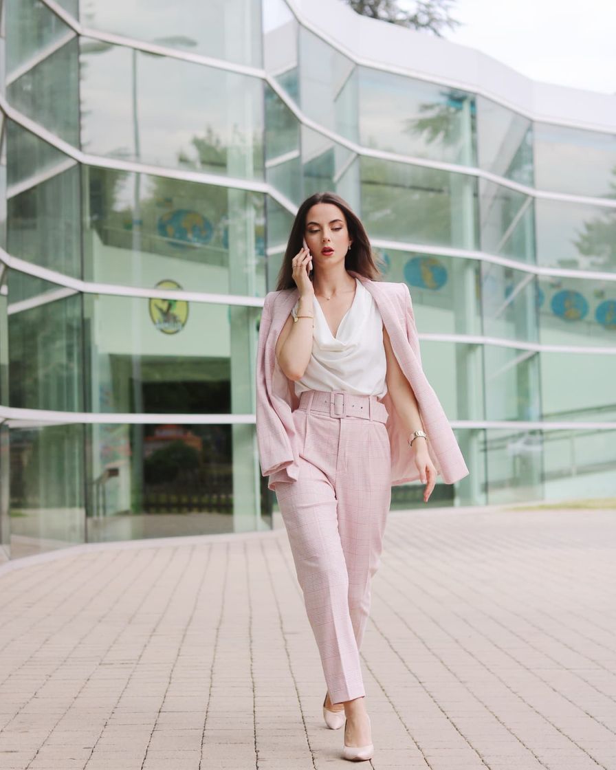 Moda Traje Rosa cuadro de gales