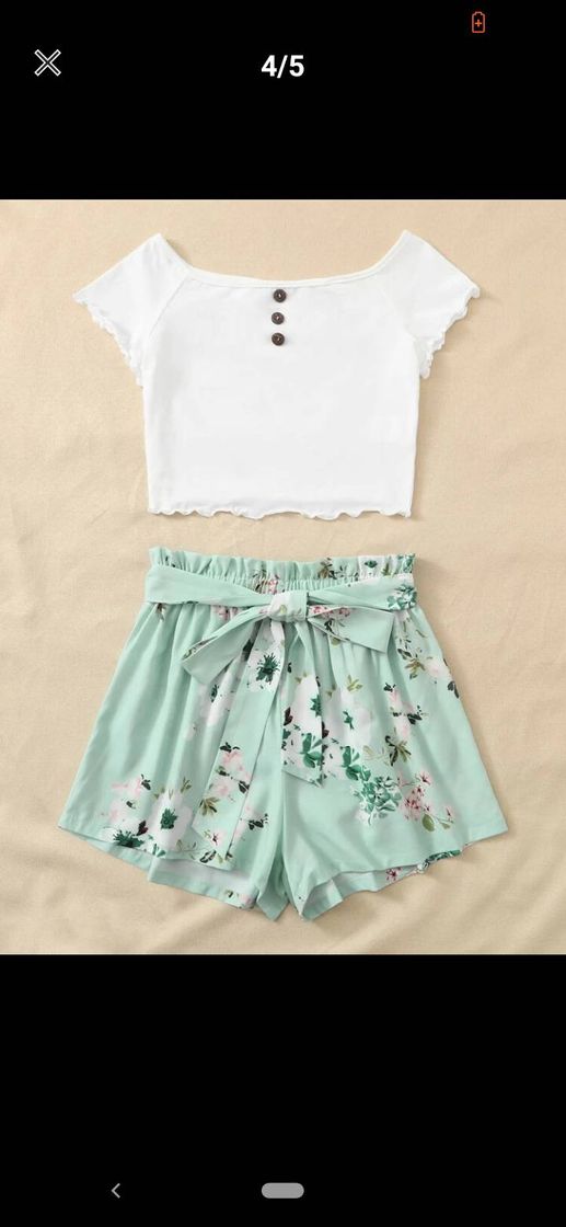 Moda 💠 Conjunto de top y short floreado