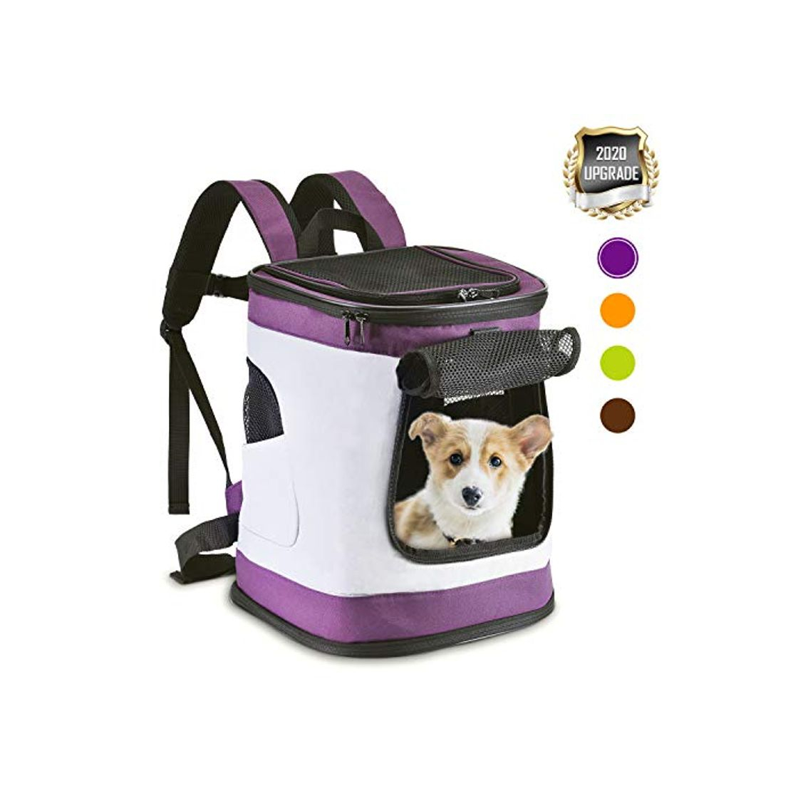 Social HAPPY HACHI Mochila Plegable para Perros Gatos Transporte para Perro Bolso Transportín Viaje con Correa Relleno Ajustable Camiseta Transpirable Morado