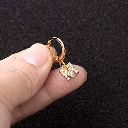 Place RIsxffp 1 Unid Mujeres Moda Cubic Zircon Incrustaciones Letras Hoop Clip Pendiente