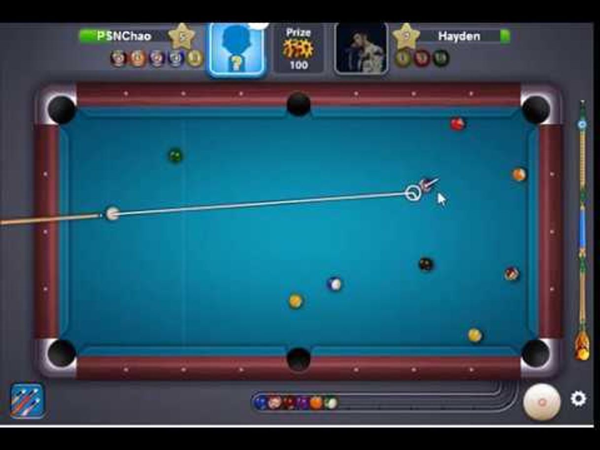 Videogame 8 ball pool game