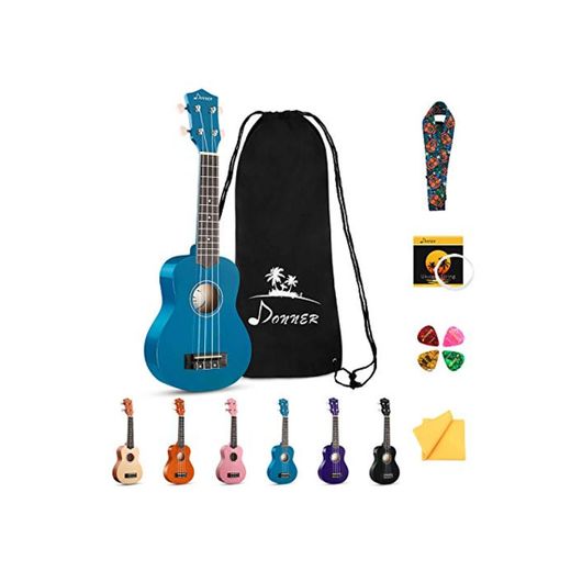 Donner Ukelele Soprano Ukulele 21 Pulgadas Serie Arcoiris con Bolso