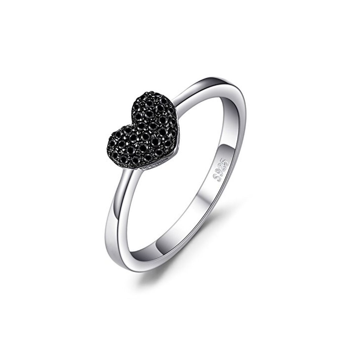 Social JewelryPalace Anillo dulce en forma de corazón adornado Espinela negro en palta
