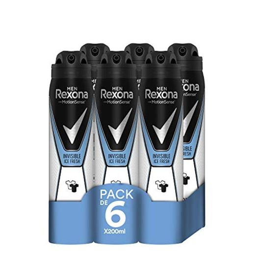 Rexona Invisible Desodorante Antitranspirante Ice - Pack de 6 x 200 ml