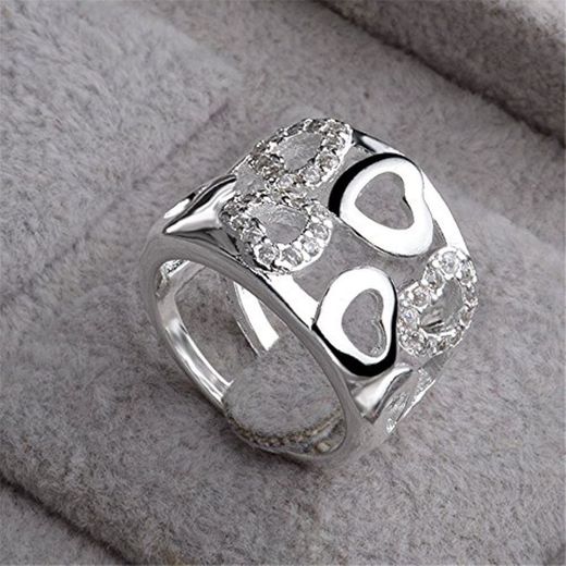 skyllc® Anillo de Diamante Plateado Plateado Plata cristalina Adorable del Diamante del Rhinestone