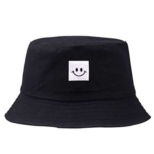 Patrón del Sombrero Bordado Cubo Cuadrado Cap Smiley Unisex Algodón Pescador Sombrero De Sol Al Aire Libre Plegable Gorra Plana para Las Mujeres De Los Hombres