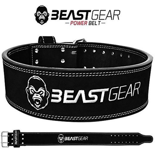 Beast Gear Cinturón Halterofilia – Cinturón Lumbar Powerlifting con Doble Hebilla –