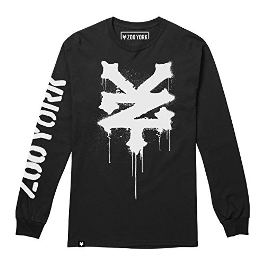 Fashion Zoo York Stencil Camiseta de Manga Larga, Negro