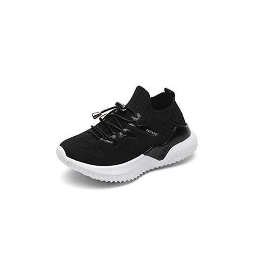 Niños Zapatos Deportivos Running Zapatillas Unisex Deporte Sneakers Ligero Oscuro Negro 33 EU