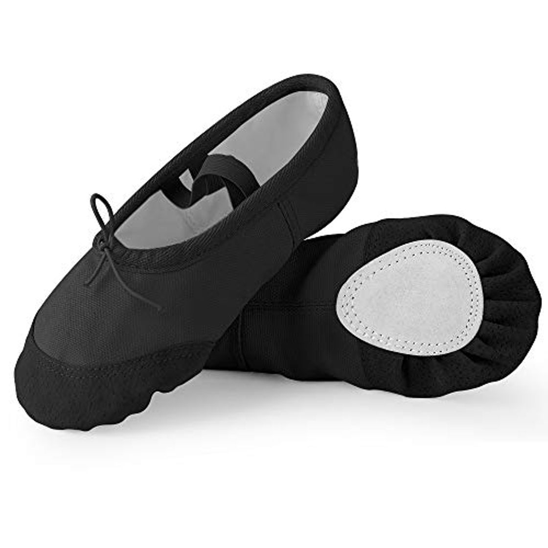 Fashion Soudittur Zapatillas de Ballet Suela Partida de Cuero Calzado de Danza para Niña y Mujer Adultos Negras Tallas 35