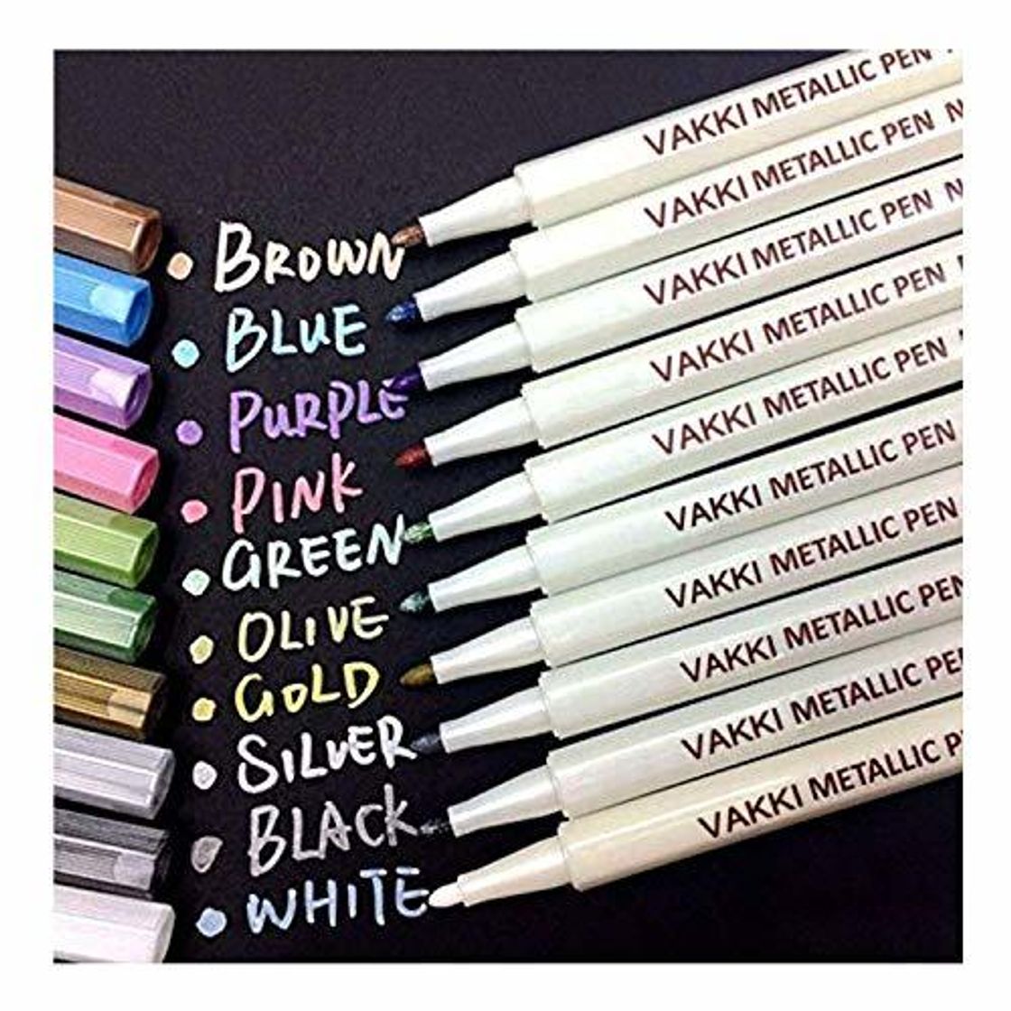 Social Rotuladores metálicos, rotuladores Vakki, juego de 10 colores surtidos para dibujo de