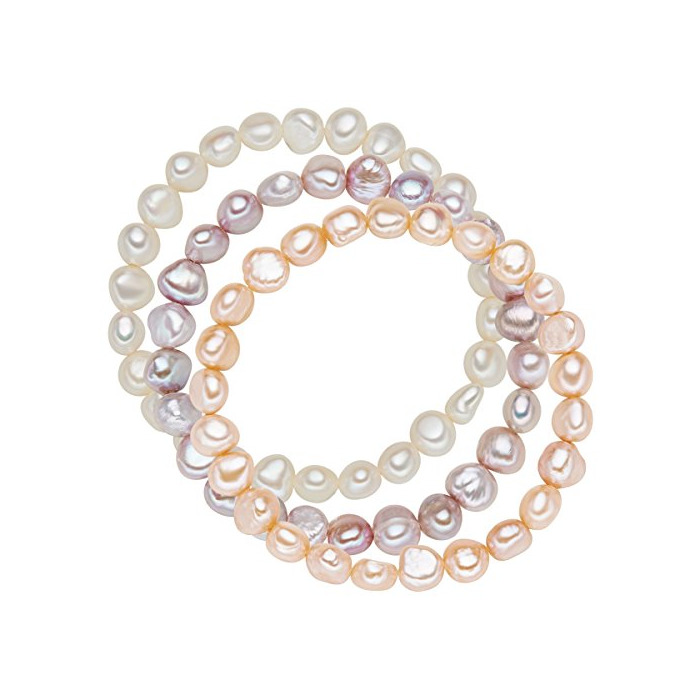 Producto Valero Pearls Juego de 3 Pulseras Perlas de agua dulce Blanco Albaricoque