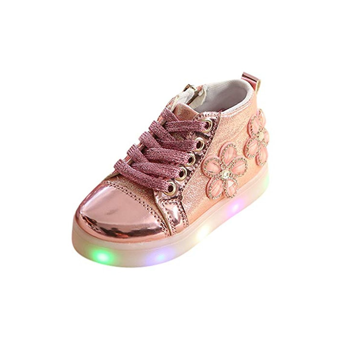 Moda TWIFER Zapatos Led Deportivos 7 Color LED Luz Glow Zapatillas Luces Luminosos Zappatillas Light Up Cristal Floral Transpirable Casual High Top Sneakers