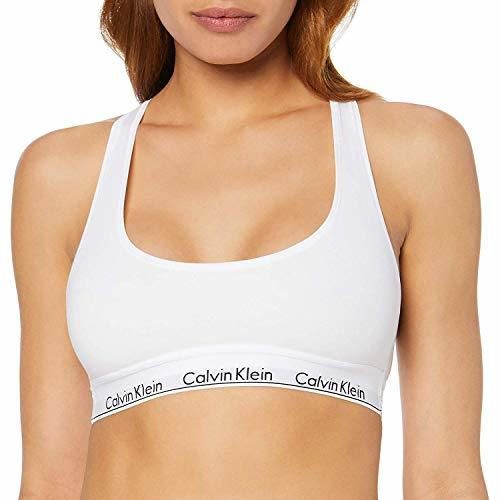 Calvin Klein 0000F3785E, Sujetador Deportivo para Mujer, Blanco